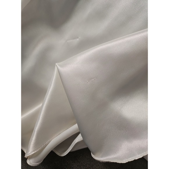 Vintage Dentelle White Satin Slip Nightgown -  Floral Lace Trim Womens Small - Picture 12 of 12